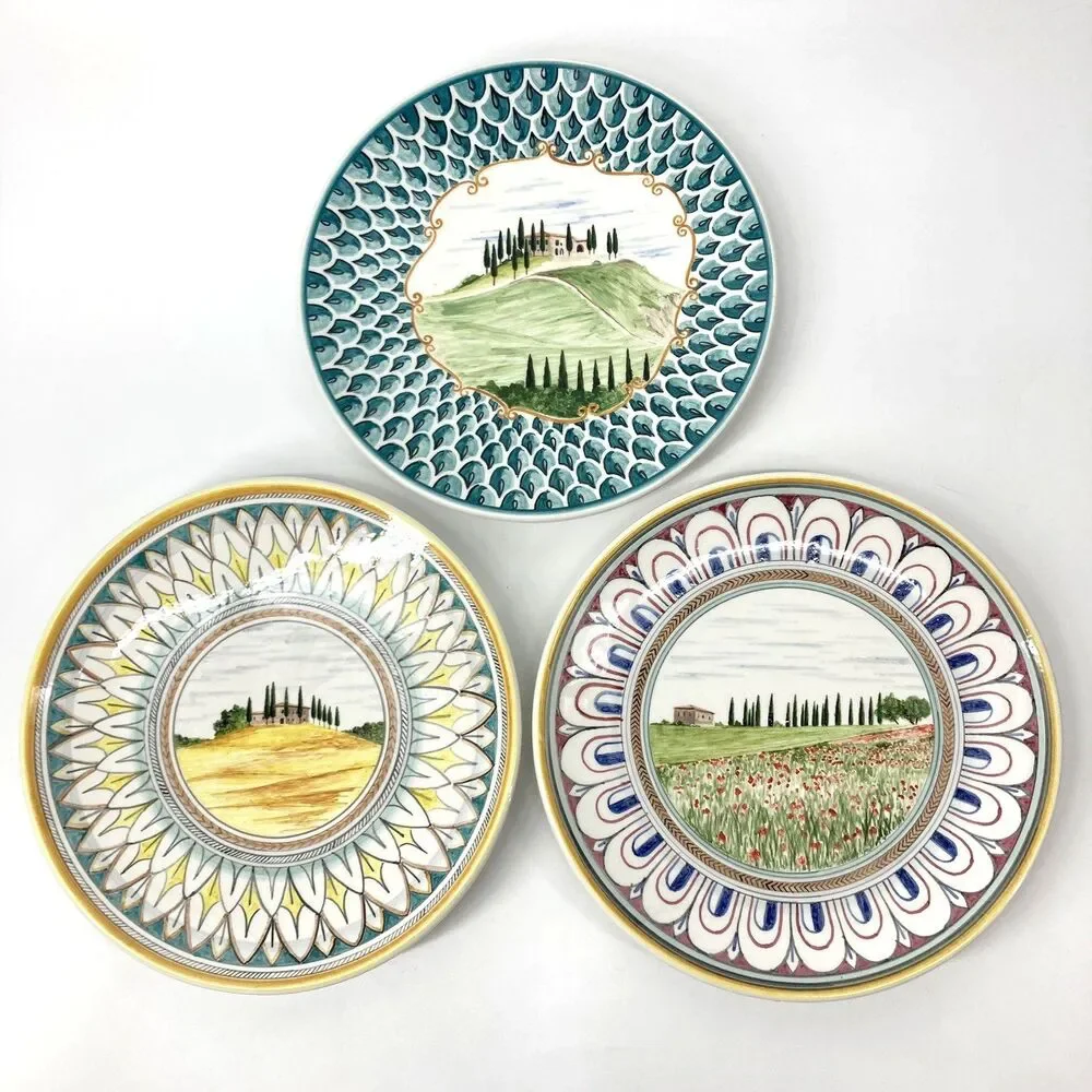 3 Lot Bottega D'Arte A Andreucci Montalcino Italy Ceramic Decorative Plates 10